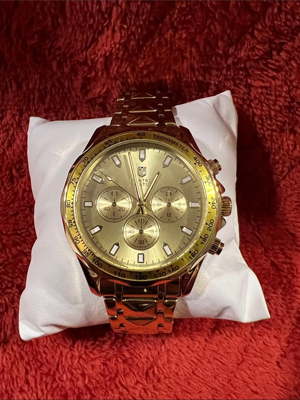 Montres Prestige MPW-0332 Men's Gold Chronograph Tachymeter Watch